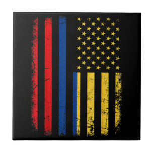 Colombian American Flag Colombian Roots Colombia A Ceramic Tile