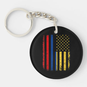Colombian American Flag Colombian Roots Colombia A Keychain