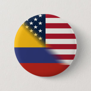 Colombian American Flag Half Colombia USA Button