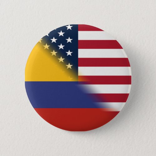 Colombian American Flag  Half Colombia USA  Button