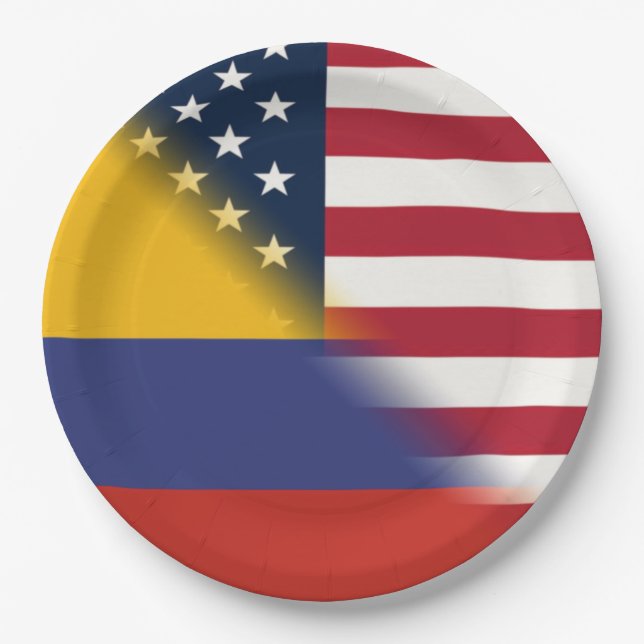 Colombian American Flag | Half Colombia USA  Paper Plates (Front)