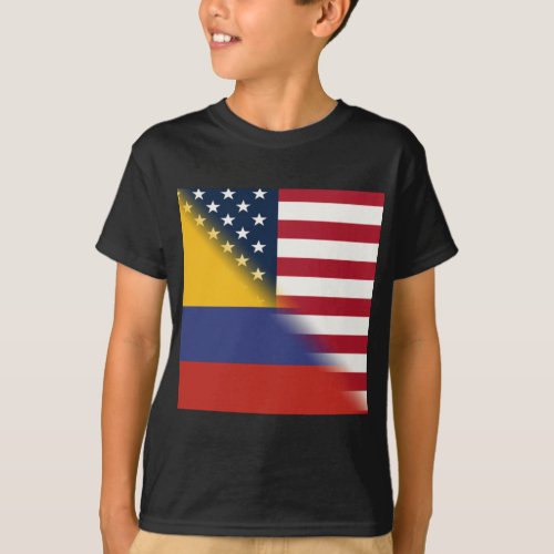 Colombian American Flag  Half Colombia USA  T_Shirt