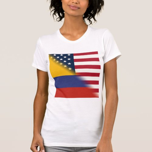Colombian American Flag  Half Colombia USA  T_Shirt