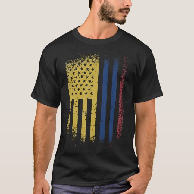 Colombian American Flag Usa Colombia T-Shirt (Front)