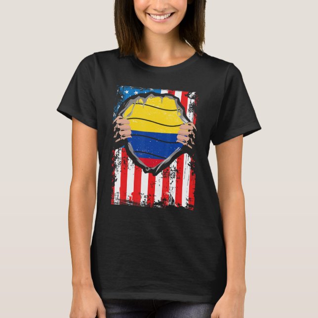 Colombian American Grown Patriot Colombia Flag fro T-Shirt (Front)