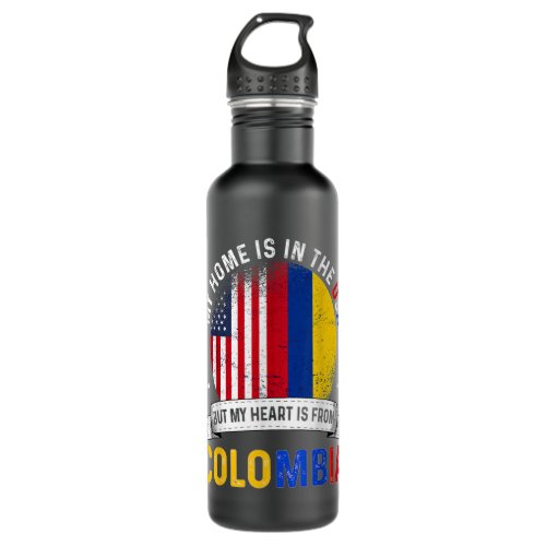 Colombian American Patriot Heart is from Colombia  Stainless Steel Water Bottle
