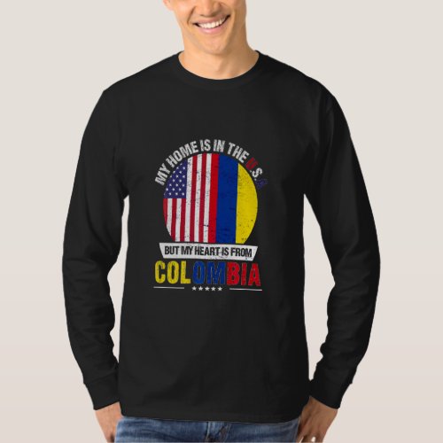 Colombian American Patriot Heart Is From Colombia  T_Shirt