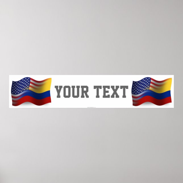 Colombian-American Waving Flag Banner Poster (Front)