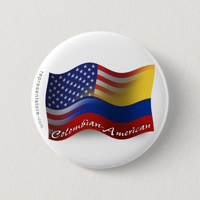Colombian-American Waving Flag Button (Front)
