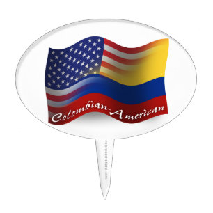 Colombian-American Waving Flag Cake Topper