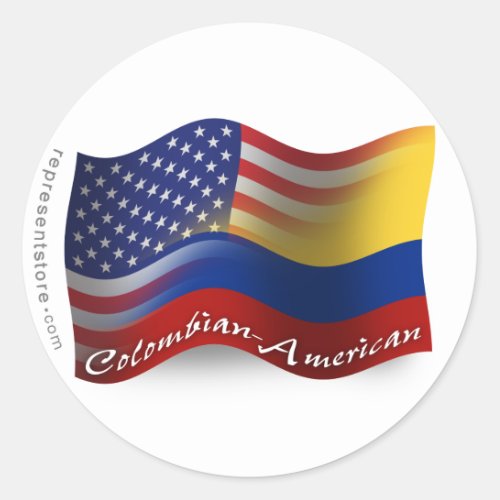 Colombian_American Waving Flag Classic Round Sticker