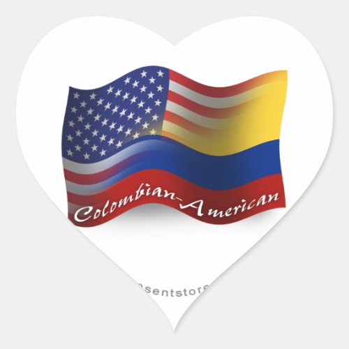Colombian_American Waving Flag Heart Sticker