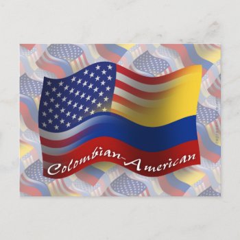Colombian-american Waving Flag Postcard by representshop at Zazzle