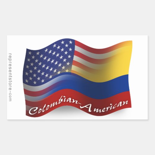 Colombian_American Waving Flag Rectangular Sticker