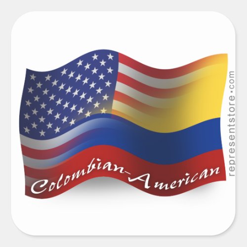 Colombian_American Waving Flag Square Sticker