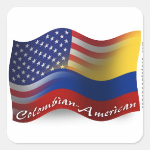 Colombian-American Waving Flag Square Sticker