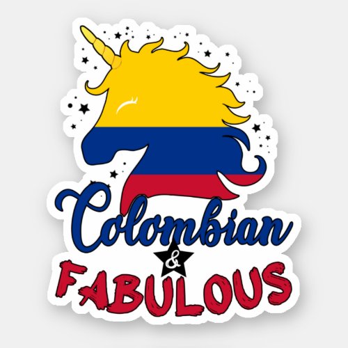 Colombian and Fabulous Unicorn Colombian Flag Sticker