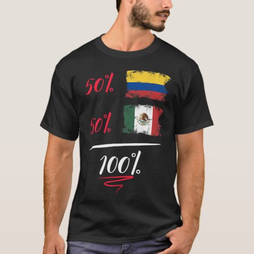 Colombian And Mexican Heritage Flag Pride DNA Half T_Shirt