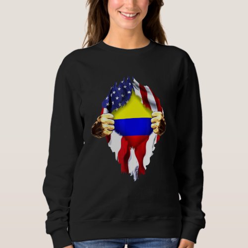 Colombian Blood Inside Me Colombia American Flag Sweatshirt