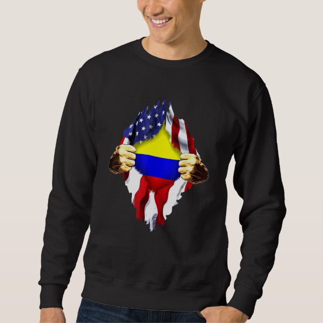 Colombian Blood Inside Me Colombia American Flag Sweatshirt (Front)