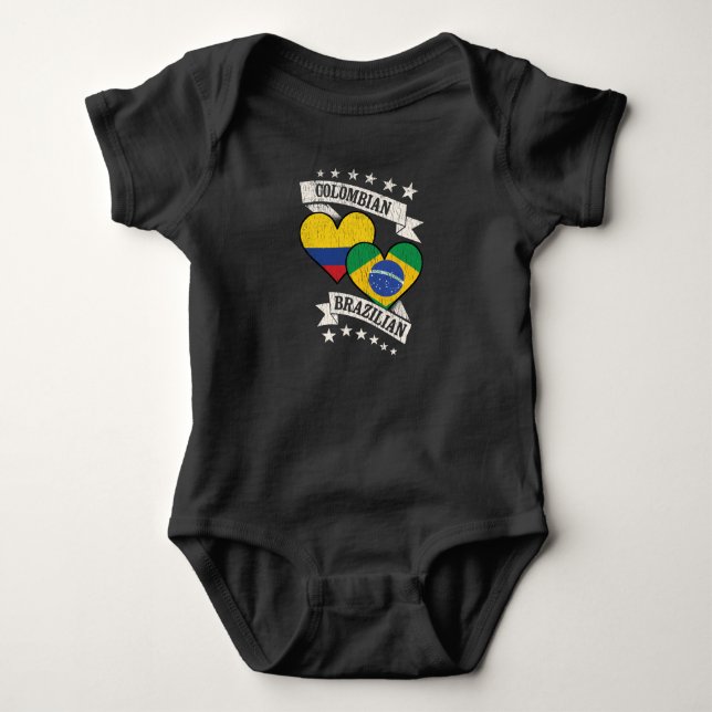Colombian Brazilian Heart Flags Colombia Brazil Baby Bodysuit (Front)