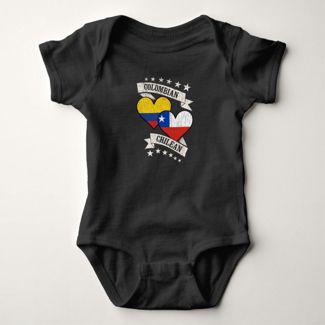 Colombian Chilean Heart Flags Colombia Chile Baby Bodysuit (Front)
