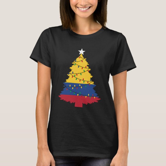 Colombian Christmas Tree Flag Festive Colombia Pri T-Shirt (Front)