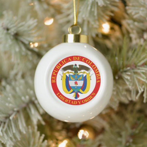 Colombian Coat of Arms Ceramic Ball Christmas Ornament