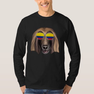 Colombian Flag Afghan Hound Dog Colombia Pocket T-Shirt
