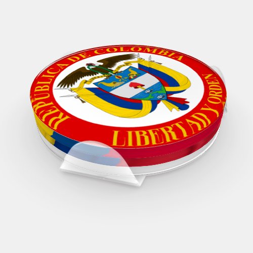 Colombian Flag and Coat of Arms Coaster Set