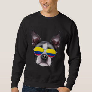 Colombian Flag Boston Terrier Dog Colombia Pocket Sweatshirt