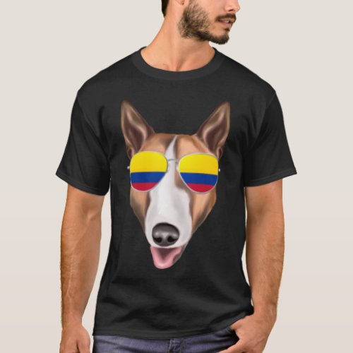 Colombian Flag Bull Terrier Dog Colombia Pocket T_Shirt