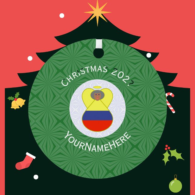 Colombian Flag Christmas Angel Abuela Name Year Metal Ornament (Creator Uploaded)