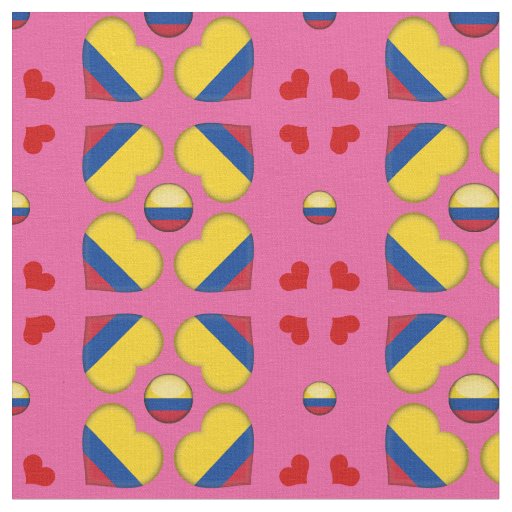 Colombian Flag & Colombia Heart fashion Fabric
