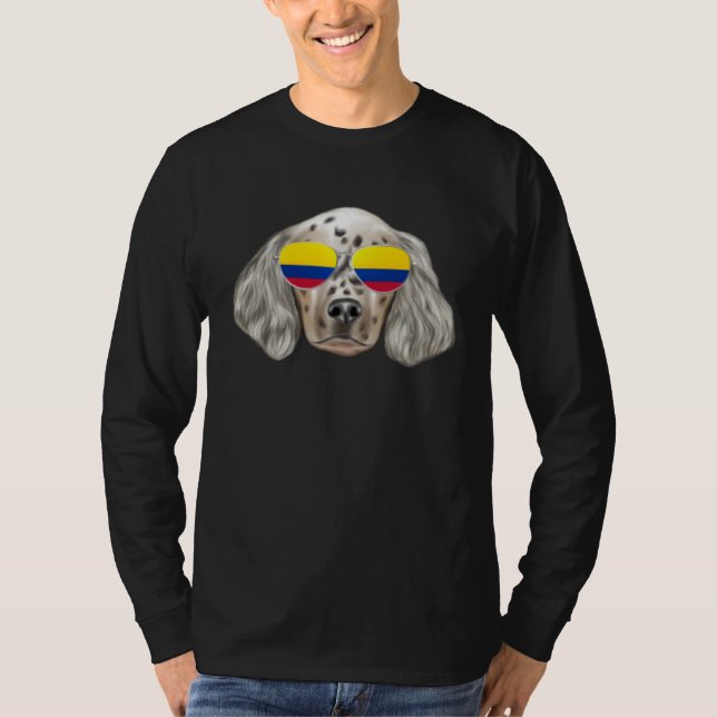 Colombian Flag English Setter Dog Colombia Pocket T-Shirt (Front)