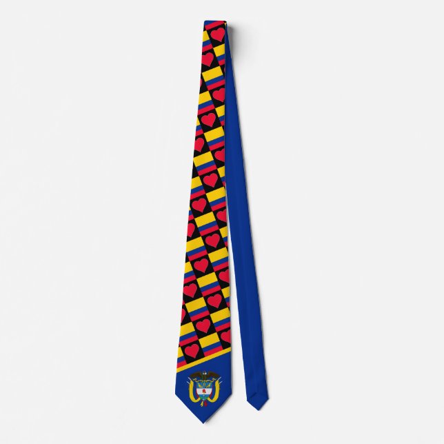 Colombian Flag Heart CO Colombia National Pride Neck Tie (Front)