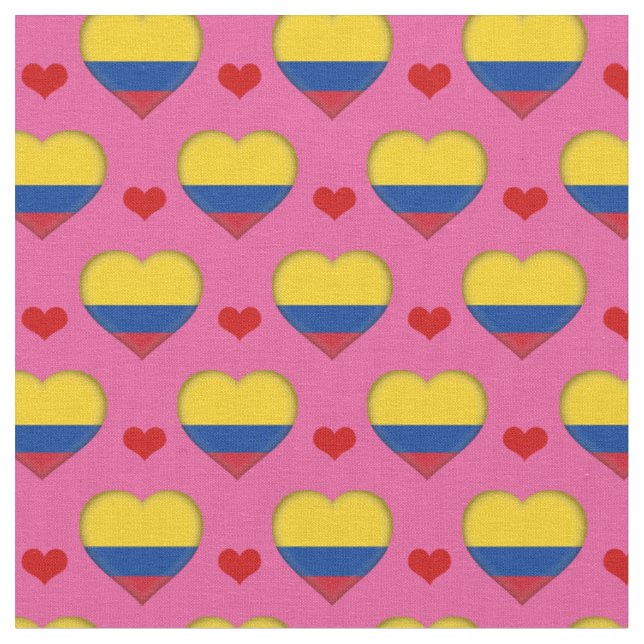 Colombian Flag Red Heart fashion Fabric/Colombia Fabric (Close Up)