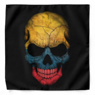Colombian Flag Skull on Black Bandana