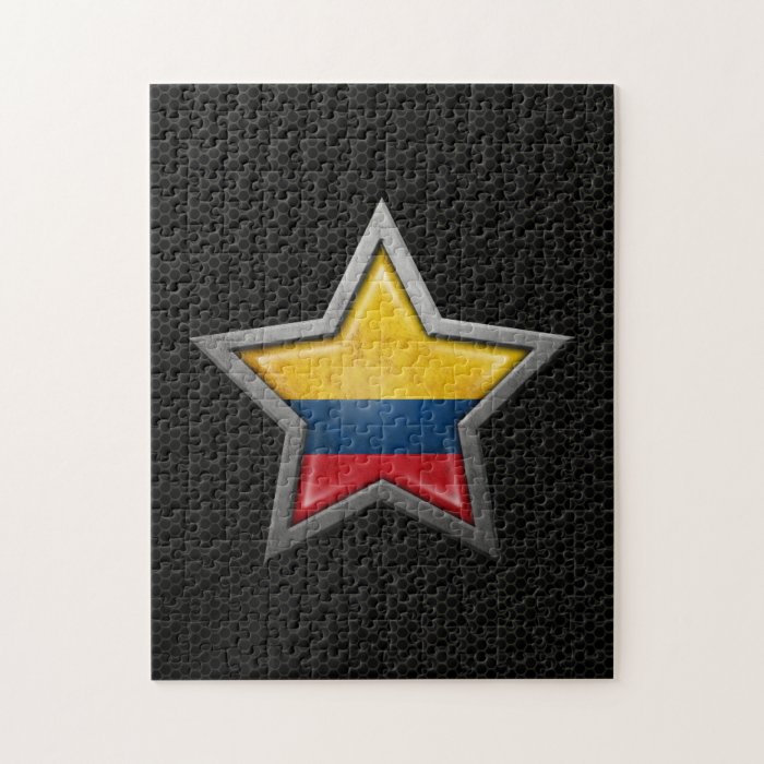 Colombian Flag Star with Steel Mesh Effect Puzzle