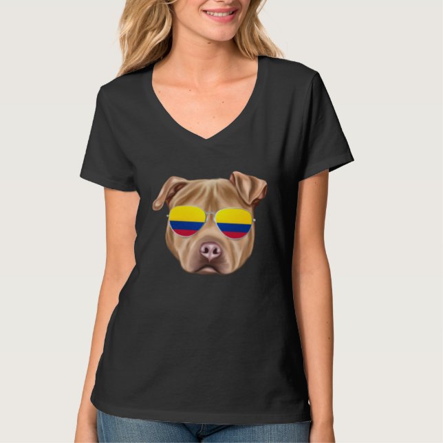 Colombian Flag Usa Staffordshire Terrier Dog Colom T-Shirt (Front)