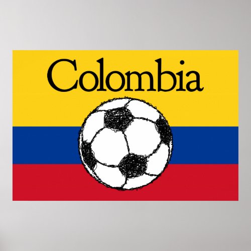 Colombian flag with Football Poster