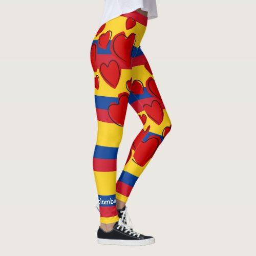 Colombian flag with red heart leggings