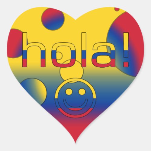 Colombian Gifts  Hello  Hola Face Heart Sticker