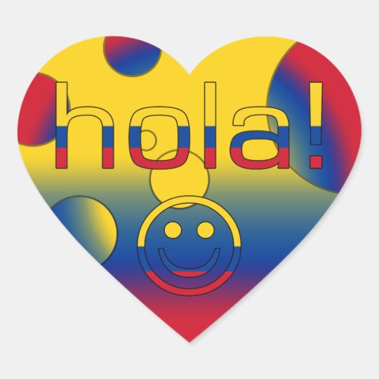 Colombian Gifts Hello / Hola + Smiley Face Heart Sticker