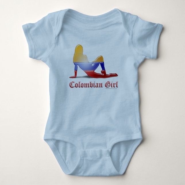 Colombian Girl Silhouette Flag Baby Bodysuit (Front)