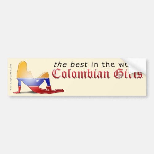 Colombian Girl Silhouette Flag Bumper Sticker