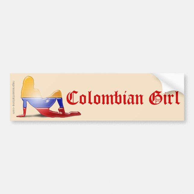 Colombian Girl Silhouette Flag Bumper Sticker (Front)