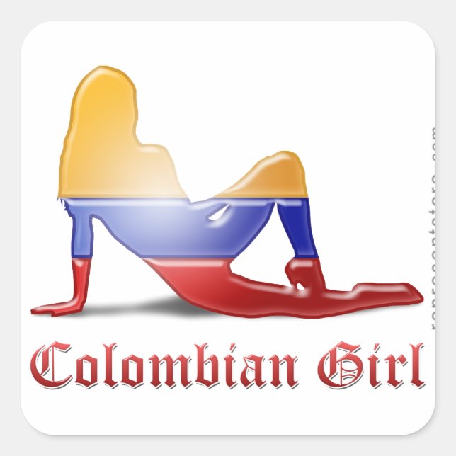 Colombian Girl Silhouette Flag Square Sticker (Front)