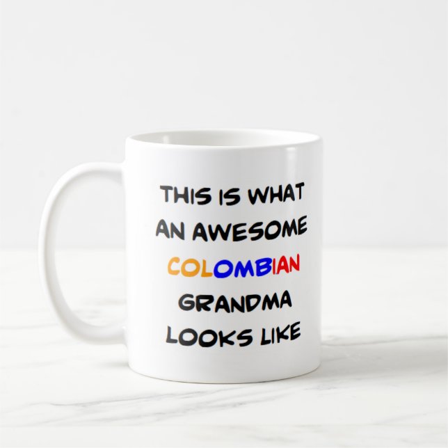 colombian grandma, awesome coffee mug (Left)