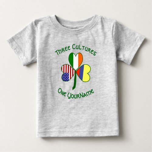 Colombian Irish American Flags Shamrock Your Name Baby T_Shirt
